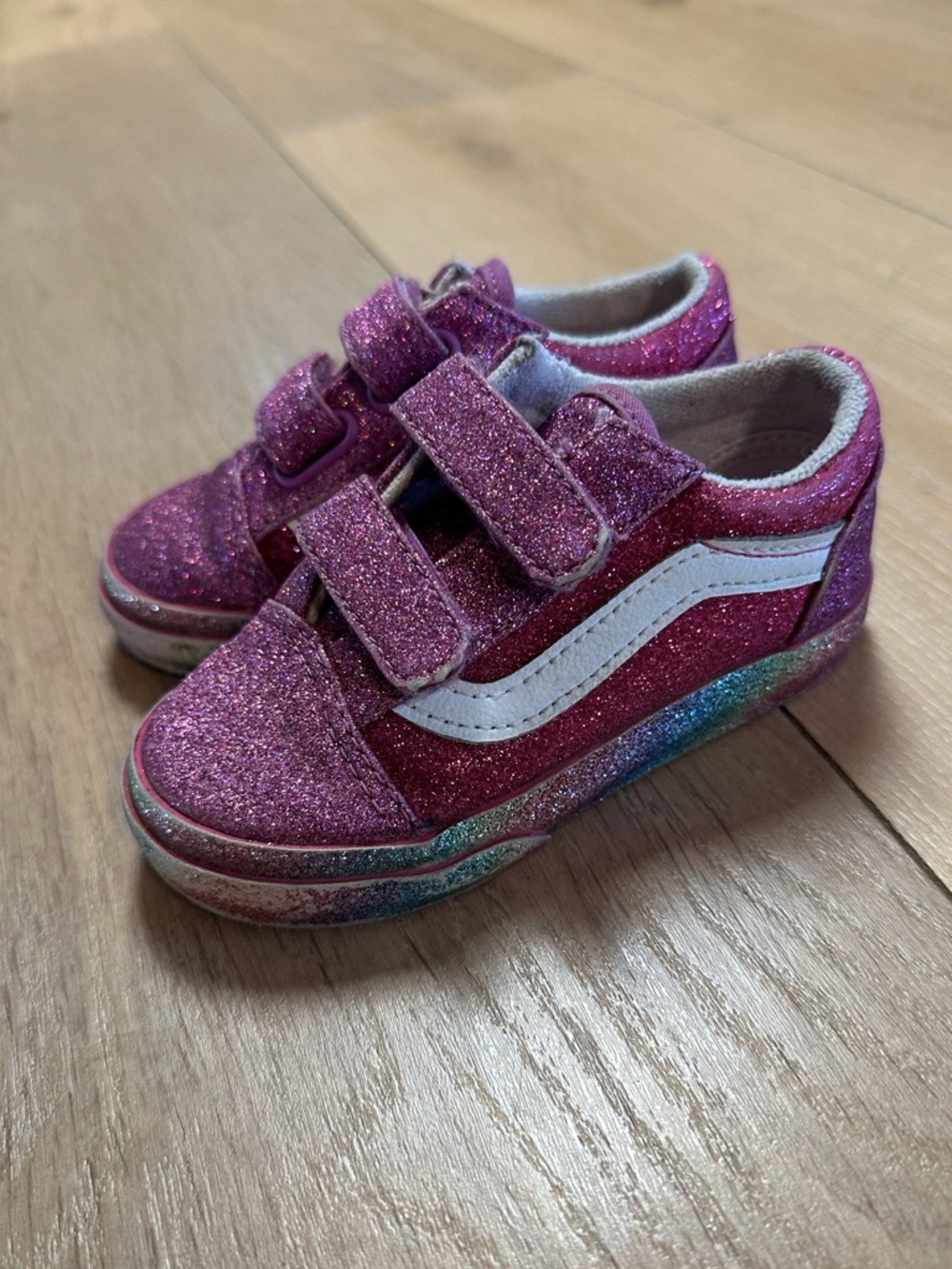 Glitter Vans Velcro Shoes